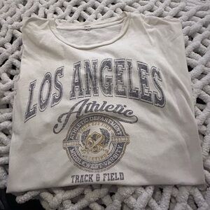 Garage Los Angeles Athletic Graphic Tee White Distressed Track & Field - M/L